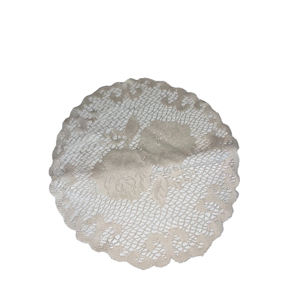 Vintage 14" Round Rose Lace Cottagecore ‎ Champagne Doily